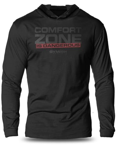 Gymish Lifestyle Men's Hooded Comfort Zone Motivational Funny Long Sleeves Gym Workout Hooded
