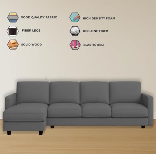 Image of The MM Furniture store Premium Fabric Sofa - Ash (6 Seater - LHS)