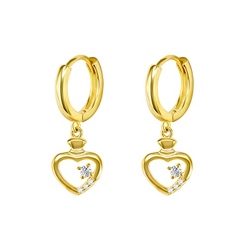 Argent 925 boucles d'oreilles femmes créoles dorées et zircone