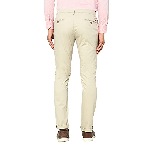 Image of Blackberrys Men Beige Solid Trousers