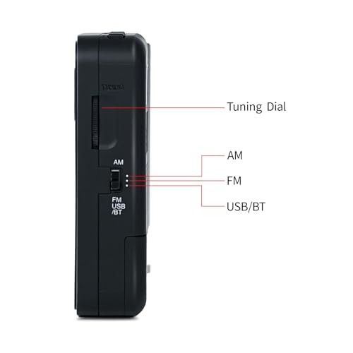 Image of iBELL FM720BT Portable Pocket FM Radio with Bluetooth Speaker, USB /SD MP3 Player, Rechargeable with Type C Port, 2 Band (Black)