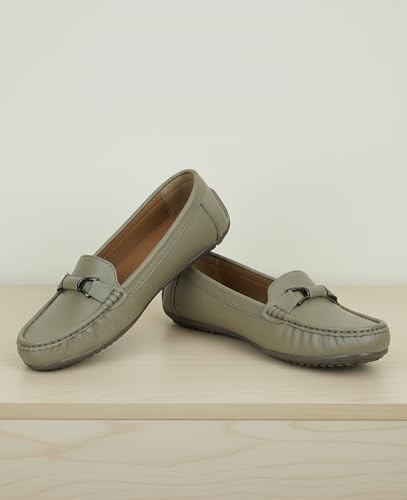 Image of Pluxh Women's Elegant Ballet Flats with Metal Accent | Soft Comfort Slip-On Shoes | Lightweight Everyday Footwear | Flexible Grip Sole | Office, Casual & Work Wear