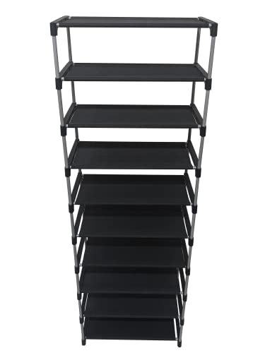 Image of Multi Utility 9 Layer Shelf Collapsible Metal Pipes with Non-Woven 100GSM Fabric Cover for Shoe /Cloth /Toy /Books Rack (Brown, Metal)