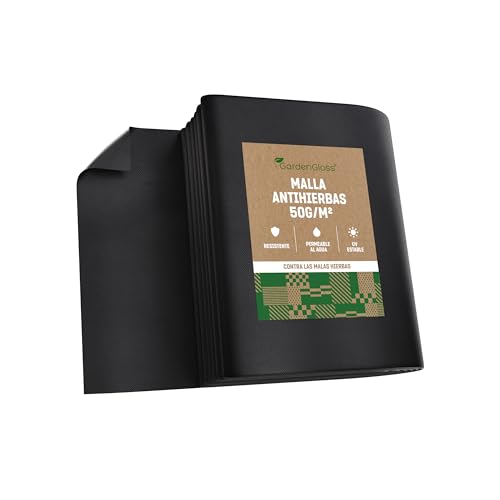 GardenGloss 30m² Tela Antihierba contra Las Malas Hierbas – Mallas Antihierba Resistente al Desgaste 50g/m² – Alta estabilización UV (15m x 2m, Tela Plisada)