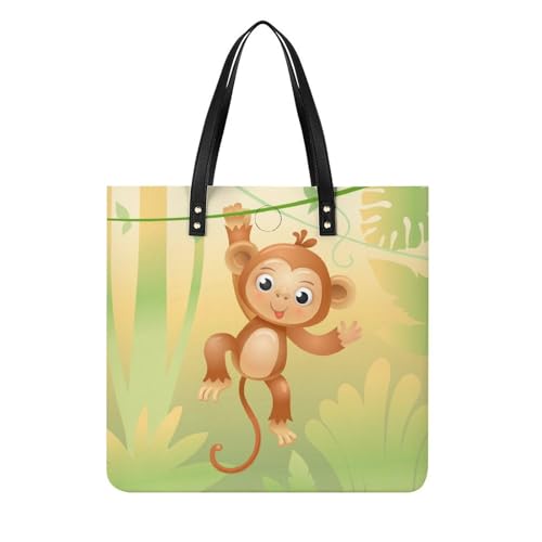 Sac cabas Singe Brun pour femmes, grand format carré 39x39cm très robuste
