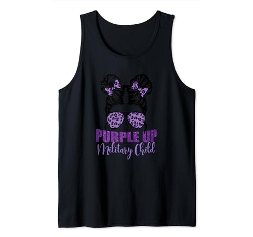 Purple up for Military Kid Messy Bun Month of Military Child Camiseta sin Mangas