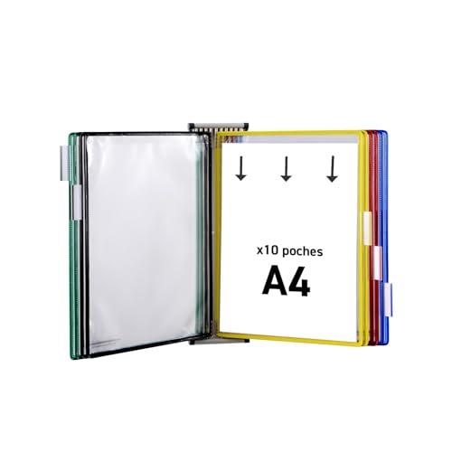 Tarifold métal support mural pour affichage de documents avec 10 pochettes A4