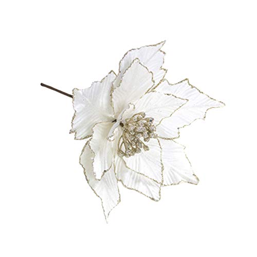 FafSgwq 1Pc Artificial Poinsettia Fake Flower DIY Christmas Home Wedding Party Decor White