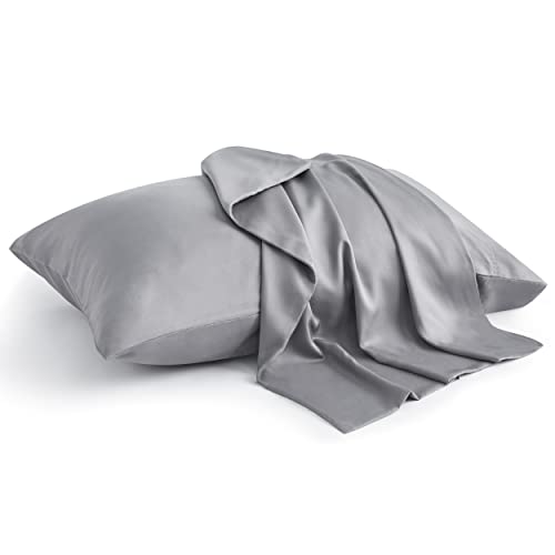 Image of BEDELITE King Pillow Cases Set of 2, Rayon Derived from Bamboo, Silver Grey | Cooling and Breathable Pillow Cover for Hot Sleepers & Night Sweats, Silky Soft Cozy, Envelope Closure, 20x36 Inches