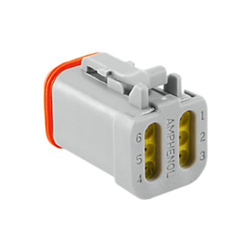 Pack of 2 AT06-6S-MM01 Conn, 6 Rectangular Connectors - Housings Plug Gray, Bulk