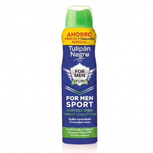 Czarny Tulipan - Dezodorant w sprayu dla mężczyzn Sport 150ml, 0% sole aluminiowe, kontrolowany pot, łatwy do przenoszenia