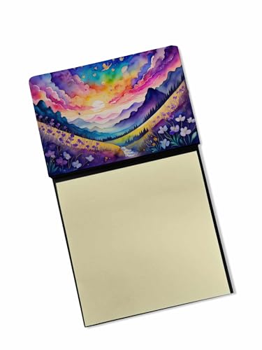 Caroline's Treasures Violets in Color Sticky Note Holder Refillable Dispenser Self-Sticky Note Pads, Memo Pads Blank Desk Accessories
