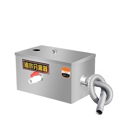 Trampa de Grasa, Separador de agua y aceite for tratamiento de aguas residuales, accesorios de cocina, trampa de grasa de doble entrada de acero inoxidable,Filtración Eficiente(35 25 25)