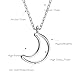MUSTHAVE 18K Gold Plated Simple Line Crescent Necklace, White Gold Color, Anchor Chain, Moon, Size 16 inch + 2 inch Extender, Gift Card, Birthday, BFF, Unisex (White Gold)