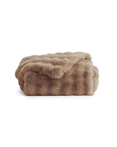 Cozy Earth Bubble Cuddle Blanket - Faux Fur Ultra-Soft Luxury Throw Blanket - Comfortably Weighted Design for Lounging or Sharing - Machine Washable - Walnut Throw 60 x 50
