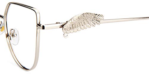 Zeelool Retro Metal Wings Blue Light Blocking Glasses Geometric Eyewear For Women Joshua Fm0161-01 Pearl #TOP3