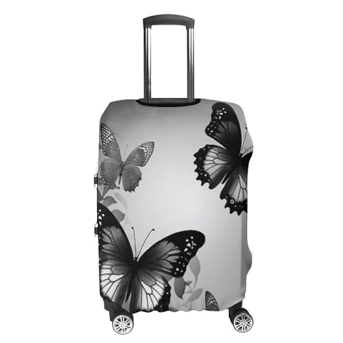 Carry on Luggage Cover Black Gray Butterflies Suitcase Covers for Luggages Tsa Approved Travel Luggage Sleeve Protector Elastic Suitcase Protector Anti-Scratch Washable Fits 19-30 Inch Case -S4