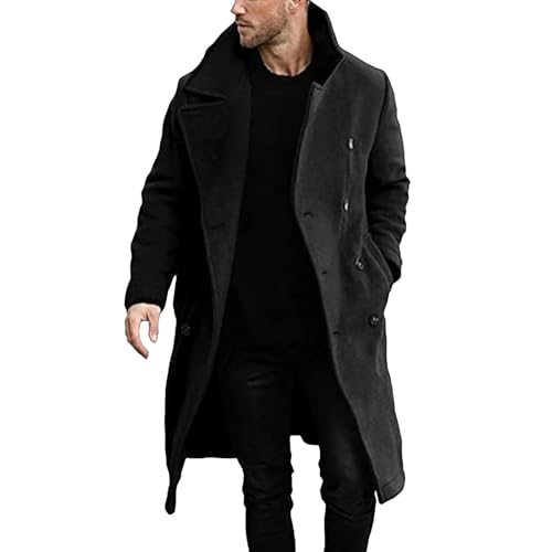 Veste d'hiver pour homme chaude et épaisse en laine avec col rabattu chic