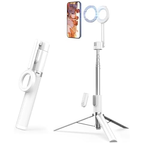 vimitty Magnetic Selfie Stick Tripod with Remote,54" Phone Tripod Compatible with MagSafe,Fit for iPhone 12/13/14/15 Series,Magsafe Case and Other Phones with Metal Ring Cover