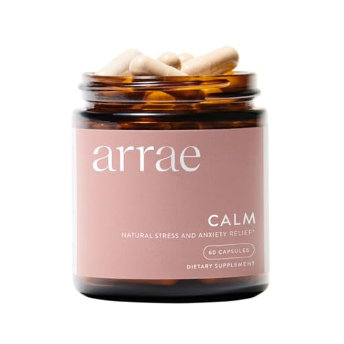 Arrae Calm Cortisol Manager - 60 Capsules Stress & Panic Relief - Supplément de support d'humeur avec/L-Theanine, Inositol, Passionflower et Magnésium pour vous aider à vous sentir Zen