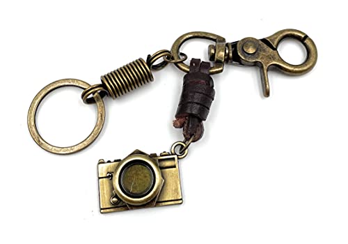 Onwomania - 'Appareil photo en cuir appareil photo Porte-clés - porte-bonheur en métal idéal comme cadeau, par exemple pour le meilleur ami, le meilleur ami, maman - pour hommes, femmes et enfants