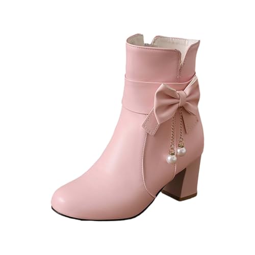 Botas Cowboy Camperas Altas Mujer de Tacon Ancho Invierno de Caña Alta Botas Vaqueras Mujer Elegantes Cómodas Botines Punta Redonda, Tacón Bajo Grueso Estilo Western
