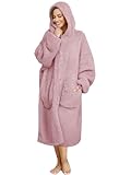 ililmmoe Plüsch Hoodie Decke für Frauen und Männer,Super warme und gemütliche große tragbare Decke Hoodies Homewear,Dicke lose Plüsch Mäntel (DustyPink, One Size)
