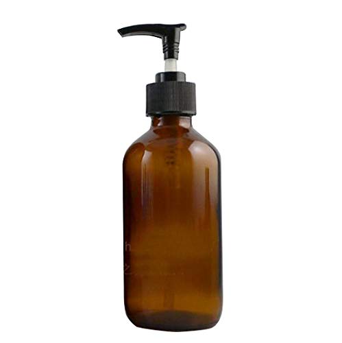 250ML 8oz Empty Refillable Amber Glass Bottle Bottle with Black Lotion Pump Lotion Dispenser Round Glass Bottles for Essential Oils Aromatherapy DIY Home Kitchen2