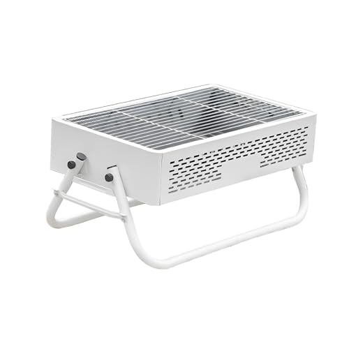 genérico Barbacoa de carbón Ligera, pequeña y portátil con Parrilla de Acero Inoxidable para Acampar al Aire Libre, Playa y Fiestas. Parrilla compacta y fácil de Limpiar (Blanca).