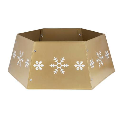 Metal Tree Gold Christmas Tree Skirt Collar - Metal Gold Tree Skirt Skirt (Gold & White)