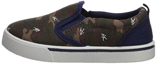 OshKosh B'Gosh Sapato infantil e para meninos Austin casual sem cadarço, Green/Navy, 7 Toddler