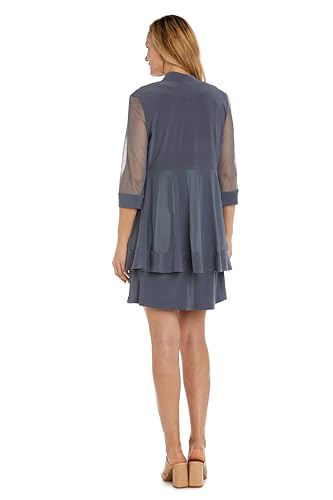 Image of R&M Richards Women's Petite Glitter Trim Jacket Dress
