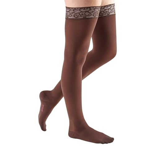 Image of mediven comfort for women, 15-20 mmHg, Thigh High Compression Stockings w / Lace Top-Band, Closed Toe