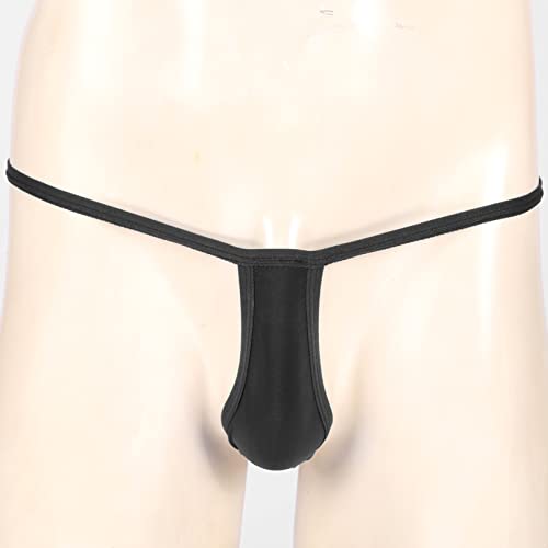 Linjinx Men's Micro Pouch Thongs G-String Mini Ultra-thin Breathable Underwear Gays Sissy Panties Black Large - Image 4
