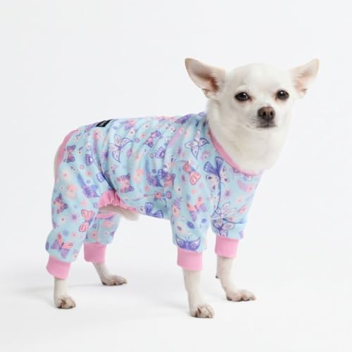 Image of Spark Paws Dog Pajama, Dog Recovery Suit Male, Onesie, Ultra-Soft and 4-Way Stretch, for Small Medium and Large Breed - Butterfly Dreams - S