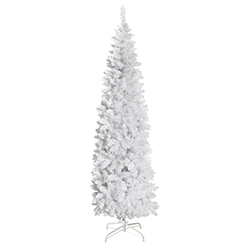Veikou 8Ft White Christmas Tree Prelit, Artificial Christmas Tree With 350 Led Lights, Slim Pencil Christmas Tree For Indoor Home Holiday Decoration W/ 900 Tips #TOP7