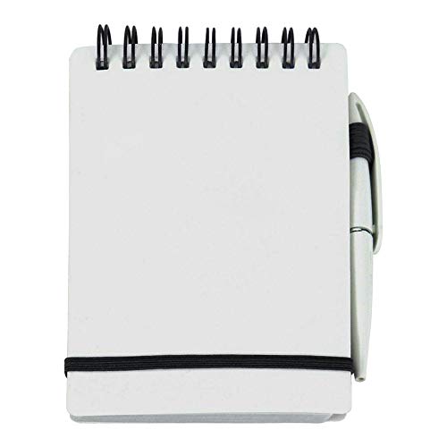 Top Bound Spiral Memo Book with Pen, Memo Pads, Spiral Pocket Notepad, Jotter Note Pad, 80 Page Lined Notepad - Black