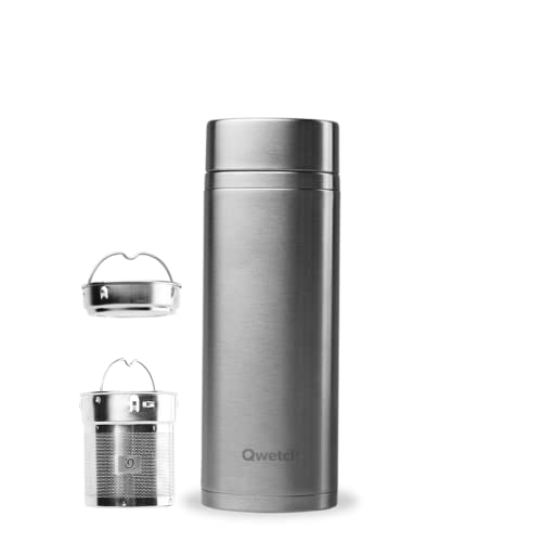 Qwetch - Théière Infusion Isotherme - Inox Brossé 400ml - Bouteille infuseur Nomade Inox - 5h Chaud et 7h Froid Sans BPA, Étanche & Reutilisable - Idéale...