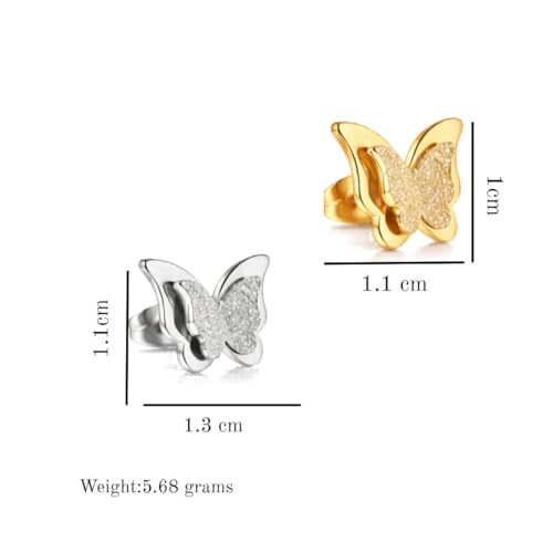 Image of Nilu's Collection Charming Dual Butterfly Classic Stud Earrings For Girls and Women | Anti-Tarnish | Anti- Allergy