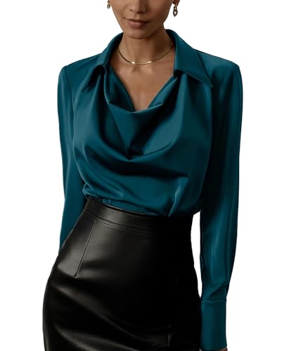 Chemisier élégant en satin de soie pour femme fluide anti-froissage