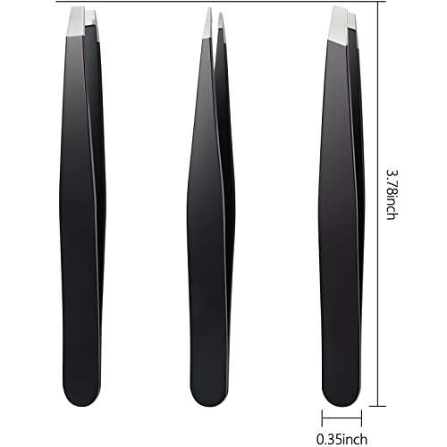 Topmeet Eyebrows Tweezers Set,Stainless Steel Precision Remover Kit For Facial Hair, Inward Growing Hair And Splinter,Suitable For Women, Men (Black) #TOP5