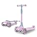ZJPJSKW Trottinette à Trois Roues pour Roues 1-2-3-6-12 LED vieillies, Conception Pliable, poignées réglables et légère Pink