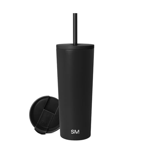 Simple Modern Insulated Tumbler Cup with Flip Lid and Straw Lid | Reusable Stainless Steel Water Bottle Iced Coffee Travel Mug | Classic Collection | 24oz (710ml) - Midnight Black