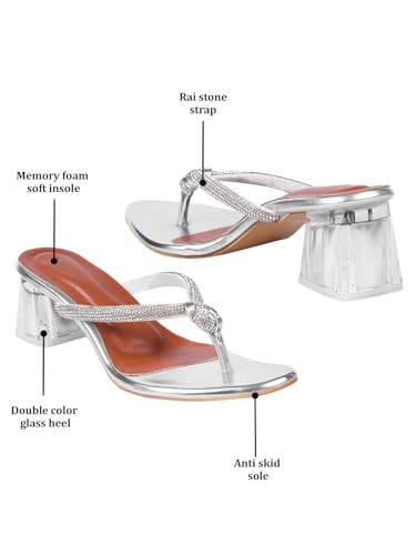 Image of SilverArrow womens Velmo Fashion Sandals|Block Heel Sandals With Open Back|Fusion Wear