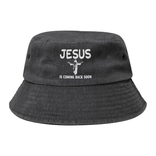 Qauirfe Jesus is Coming Back Soon Fashion Cowboy Denim Fisherman Hat Outdoor Fishing Cap Sun