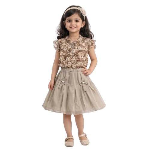Girls Floral Printed Top with Tulle Skirt Set – Elegant Party Dress for Kids, Soft Fabric, Stylish Bow Detail, Comfortable... - Review, Price and Buying Guide