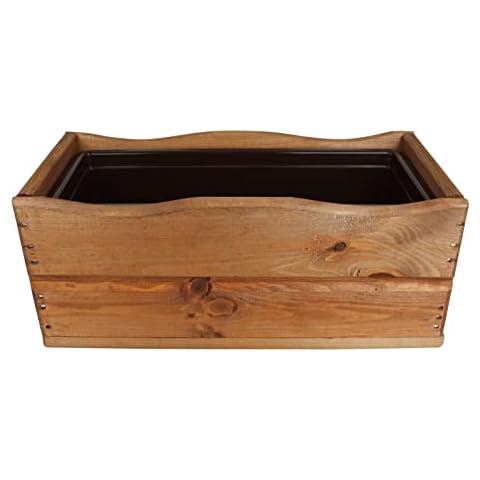 TW24 Blumenkasten Kiefer mit Kunststoffeinsatz Blumentopf Einsatz Balkonkasten Pflanzkübel Holz Garten Balkon Topf Pflanzkasten Cover