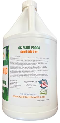 GS Plant Foods Liquid Kelp Fertilizer – Suitable for Organic Growing, OMRI Listed Seaweed Concentrate for Lawns, Gardens & Soil - 1 Gallon (Makes Up To 800+ Gallons)