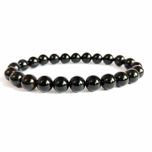 Black Tourmaline Bracelets For Men Protection Bracelets For Women Chakra Feng Shui Stretchy Obsidian Agates 8mm Beaded Bracelets Lucky Handmade Bracelets(A Grade Tourmaline)
