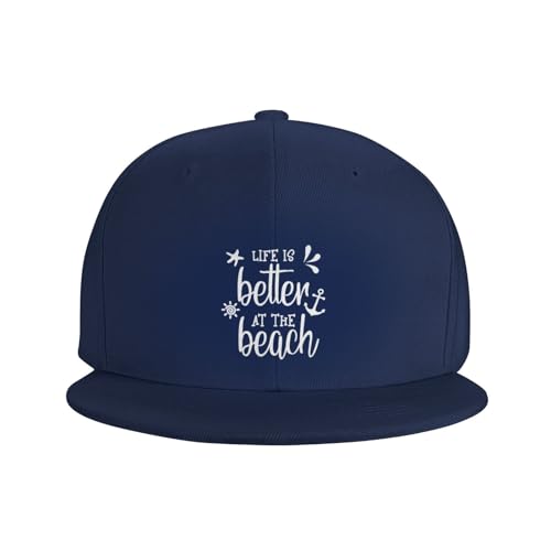 Life is Better at The Beach Flat Brim Hat Unisex Fashion Adjustable Flat Brim Hat Black2